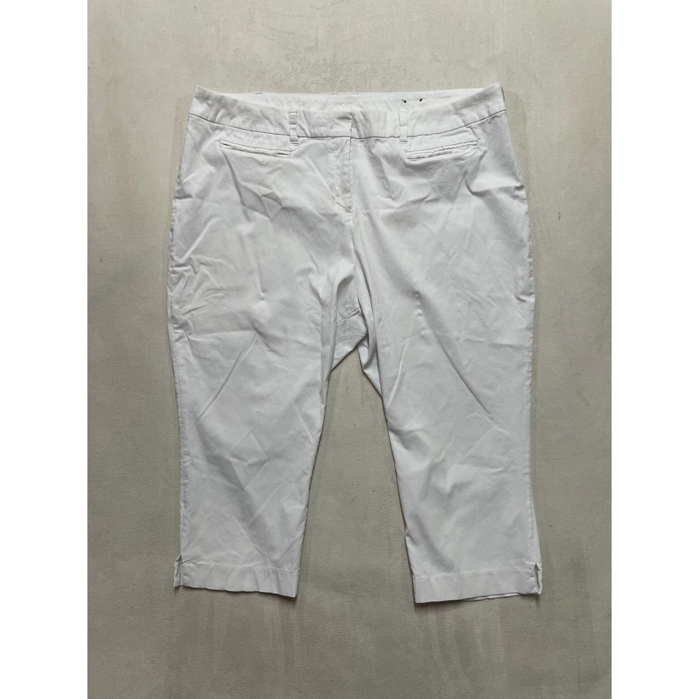 Lane Bryant White Cropped Capri Pants Women Size 24 Stretch Trousers SF31540165